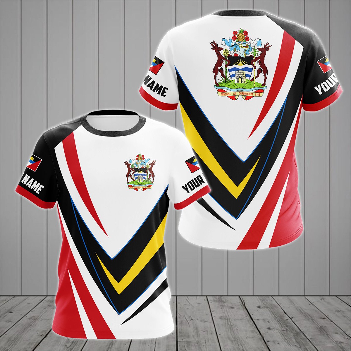 Personalised Antigua And Barbuda Sport Form Coat Of Arms T-shirt - AL01