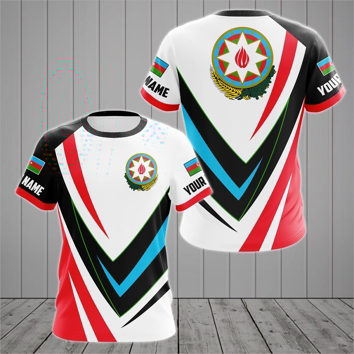 Personalised Azerbaijan Sport Form Coat Of Arms T-shirt - AL01