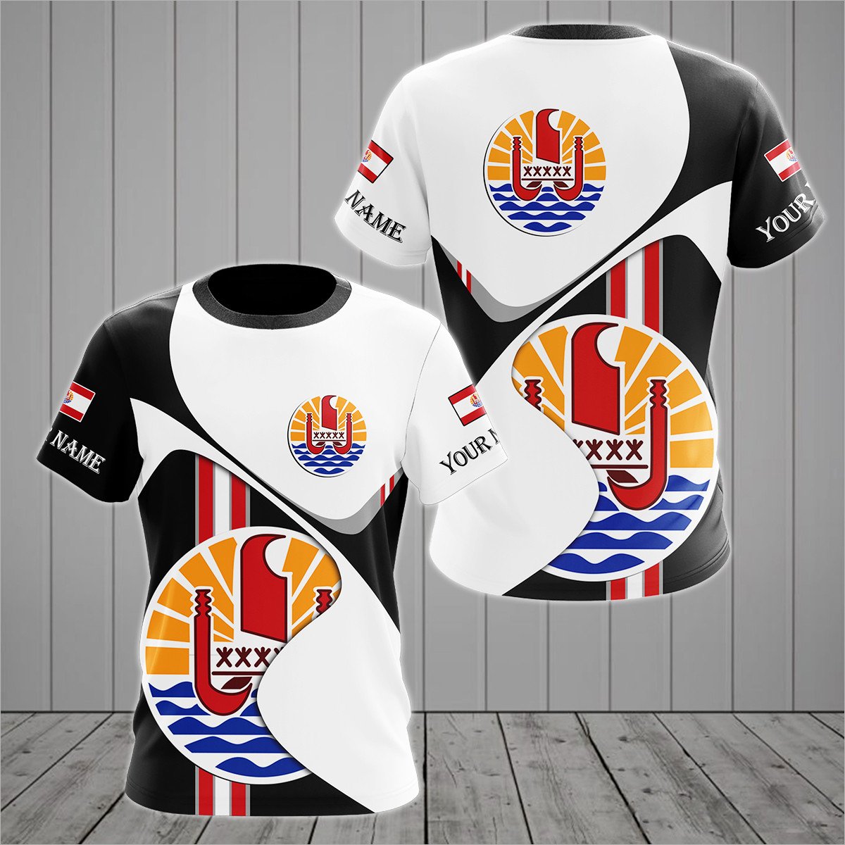 Personalised French Polynesia Sport Form Coat Of Arms T-shirt - AL01