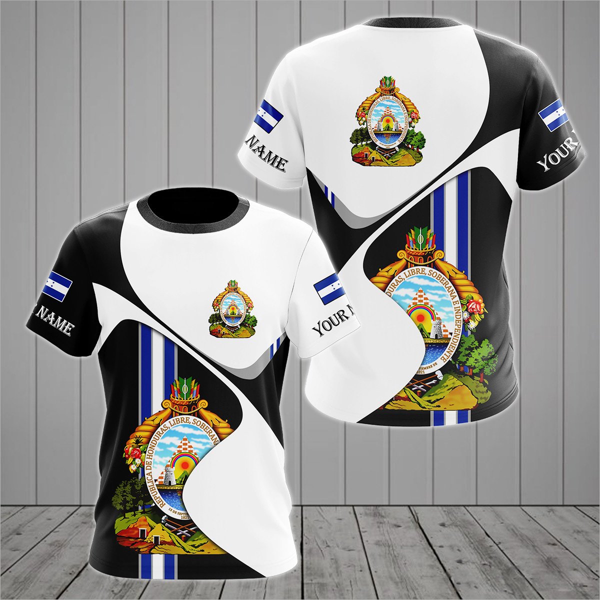 Personalised Honduras Sport Form Coat Of Arms T-shirt - AL01
