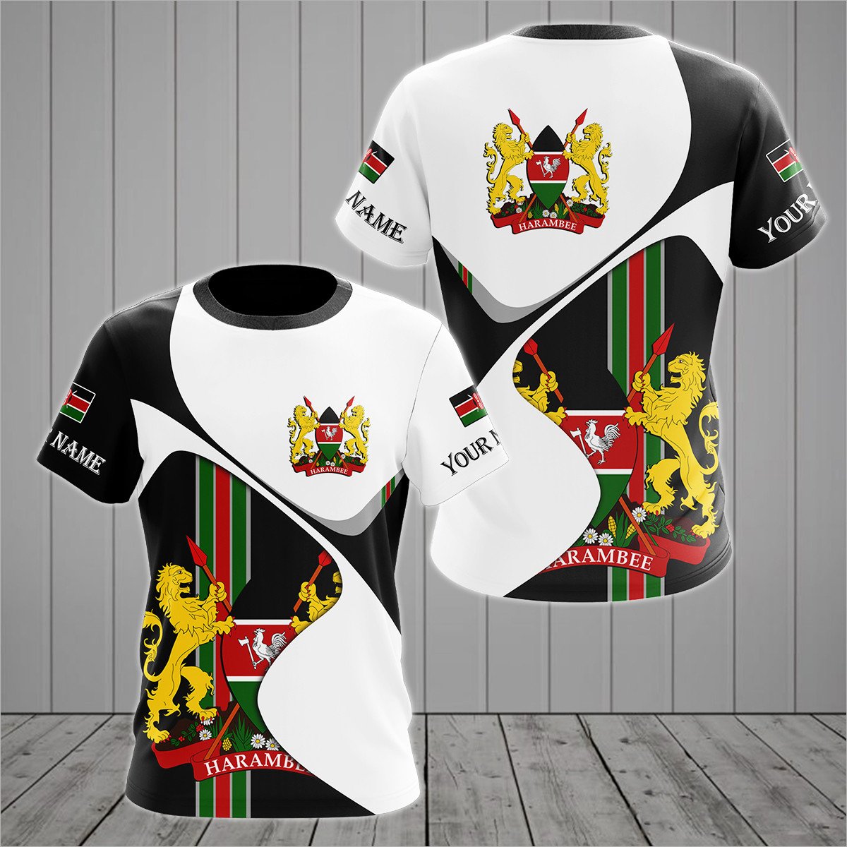 Personalised Kenya Sport Form Coat Of Arms T-shirt - AL01