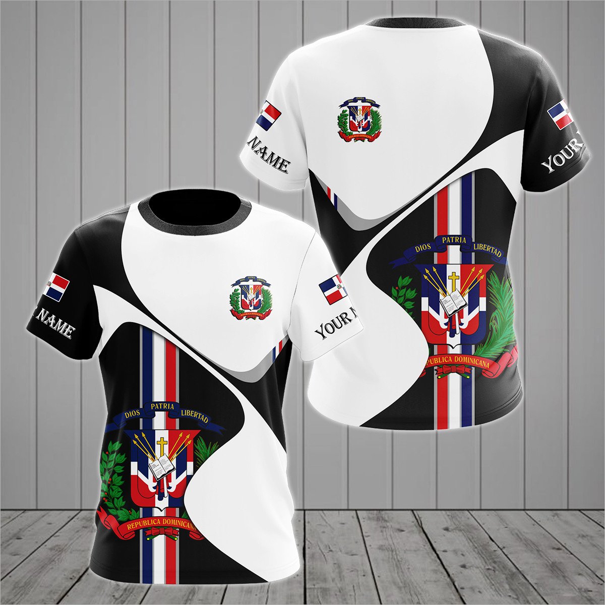 Personalised Dominican Republic Sport Form Coat Of Arms T-shirt - AL01