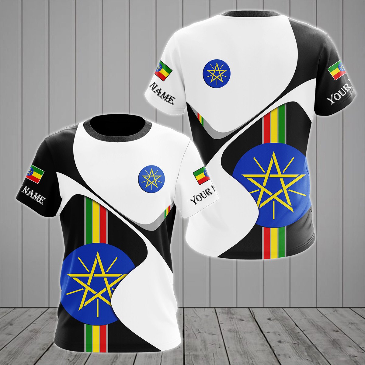 Personalised Ethiopia Sport Form Coat Of Arms T-shirt - AL01