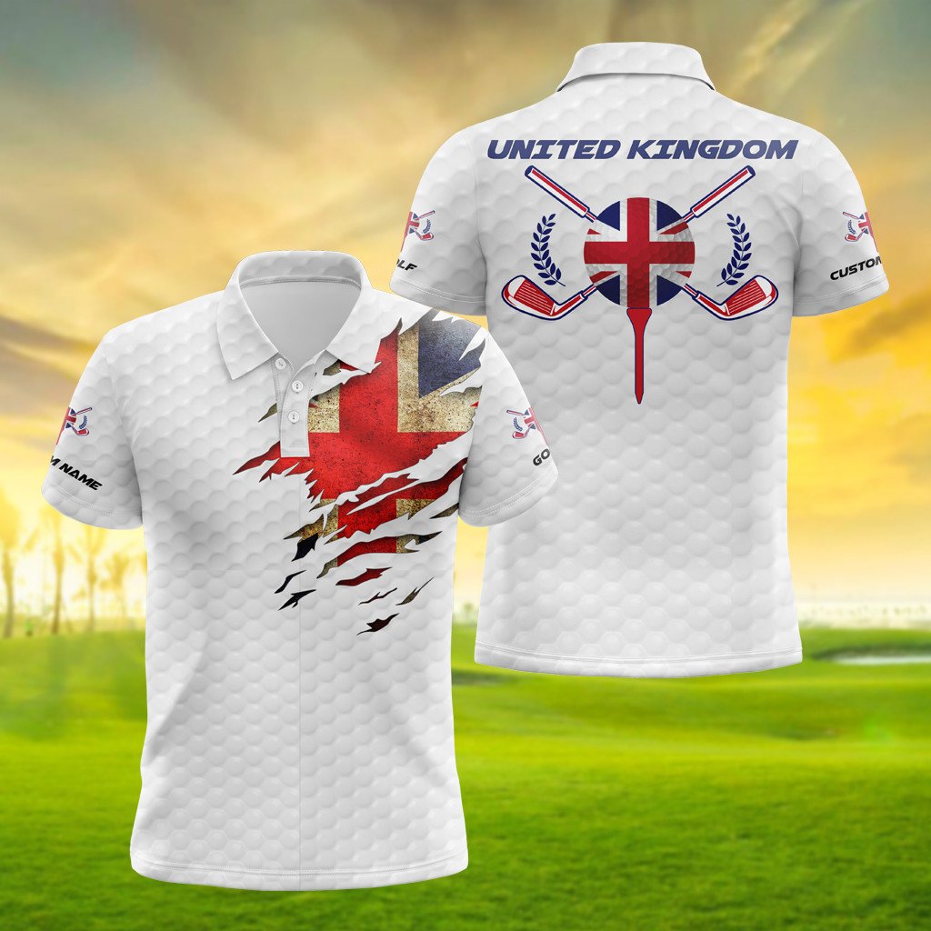 Personalised United Kingdom Golf 3D Polo Shirt - AL01