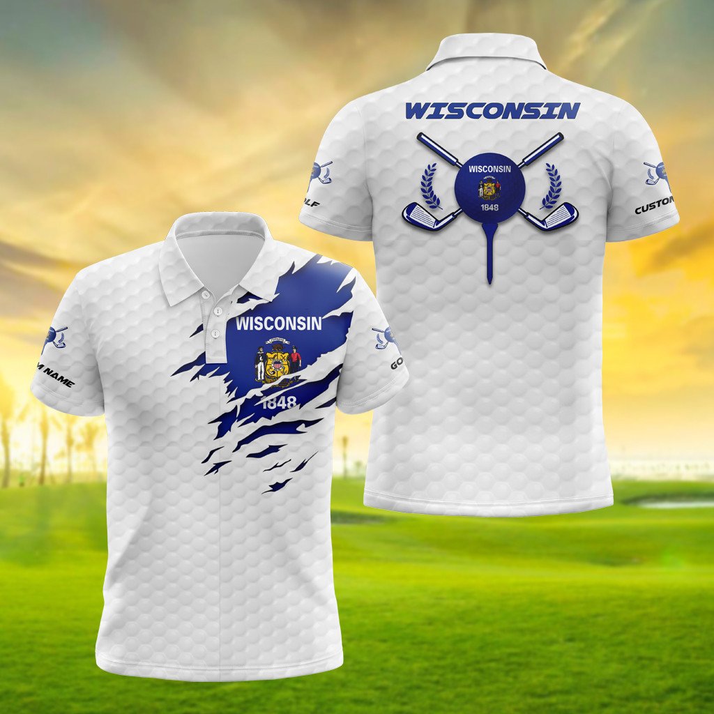 Personalised Wisconsin Golf 3D Polo Shirt - AL01