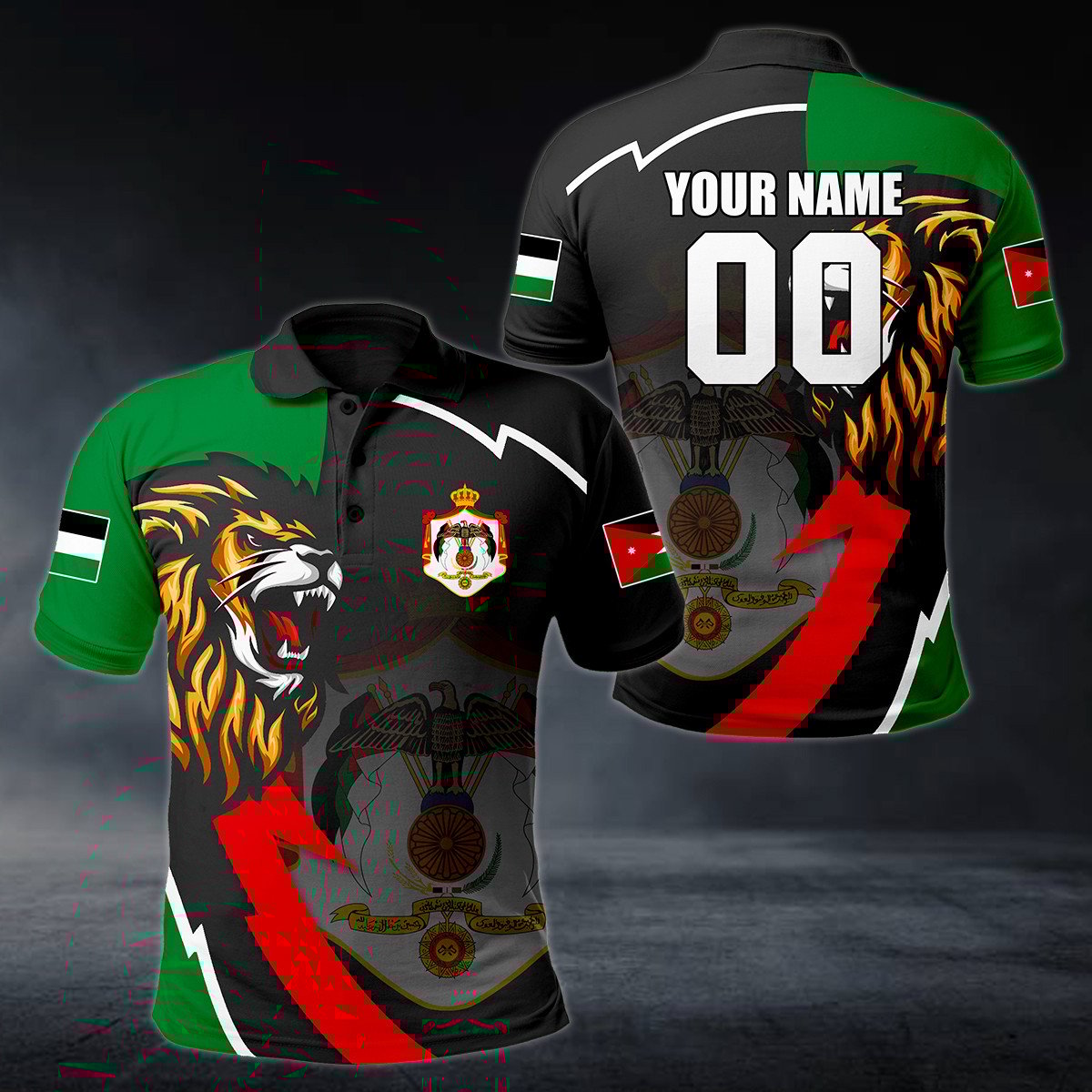 Personalised Jordan Lion Lightning 3D Polo Shirt - AL01