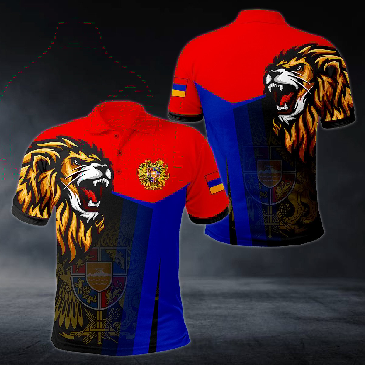 Armenia Big Coat Of Arms Lion Head Polo Shirt - AL01