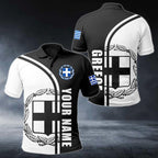 Personalised Greece Half Black Polo Shirt - AL01