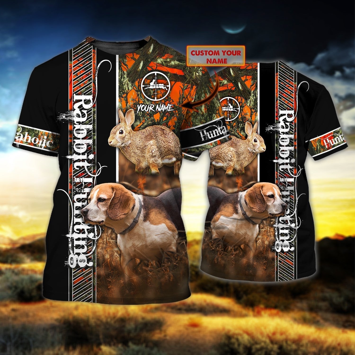 Personalised - Rabbit Hunting Beagle T-Shirt For Men/Women