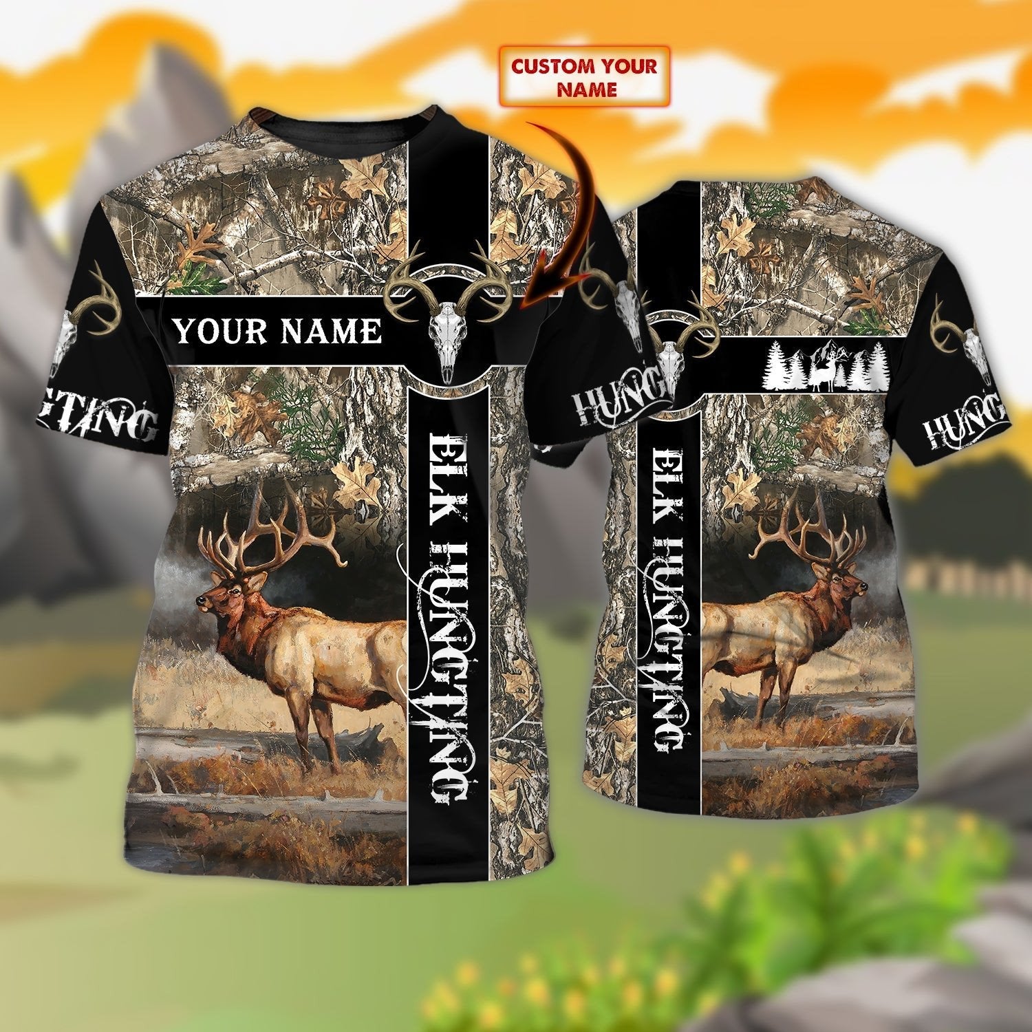 Personalised - Elk Hunting Deer Hunting T-Shirt For Men/Women