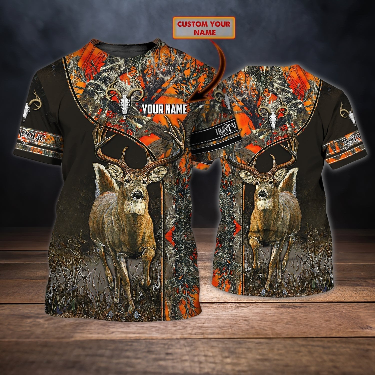 Personalised - Huntaholic Deer Hunting T-Shirt For Men/Women