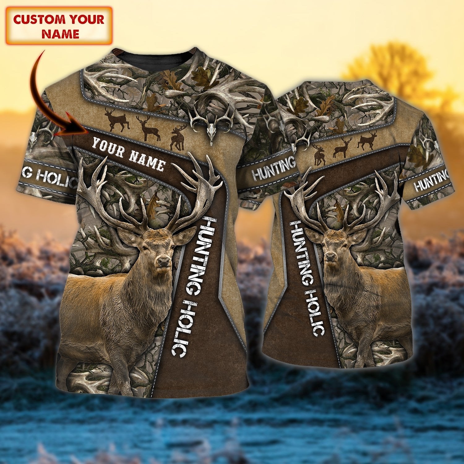 Personalised - Deer Hunting Fitting T-Shirt For Men/Women