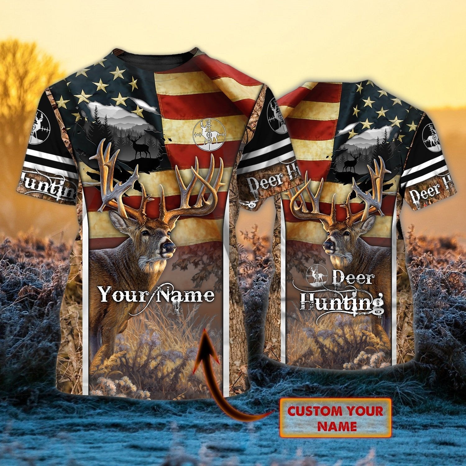 Personalised - Deer Hunting T-Shirt For Men/Women