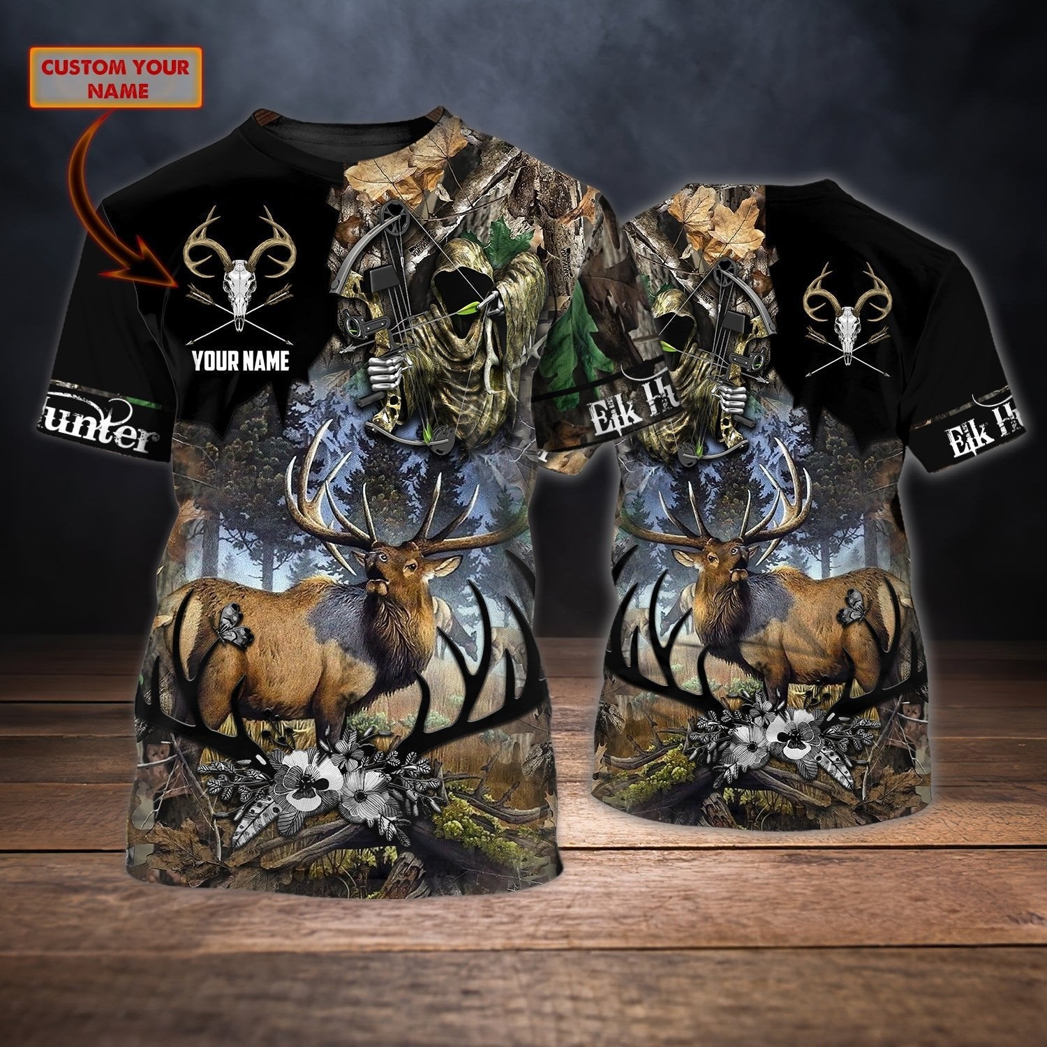 Personalised - Elk Hunting T-Shirt For Men/Women