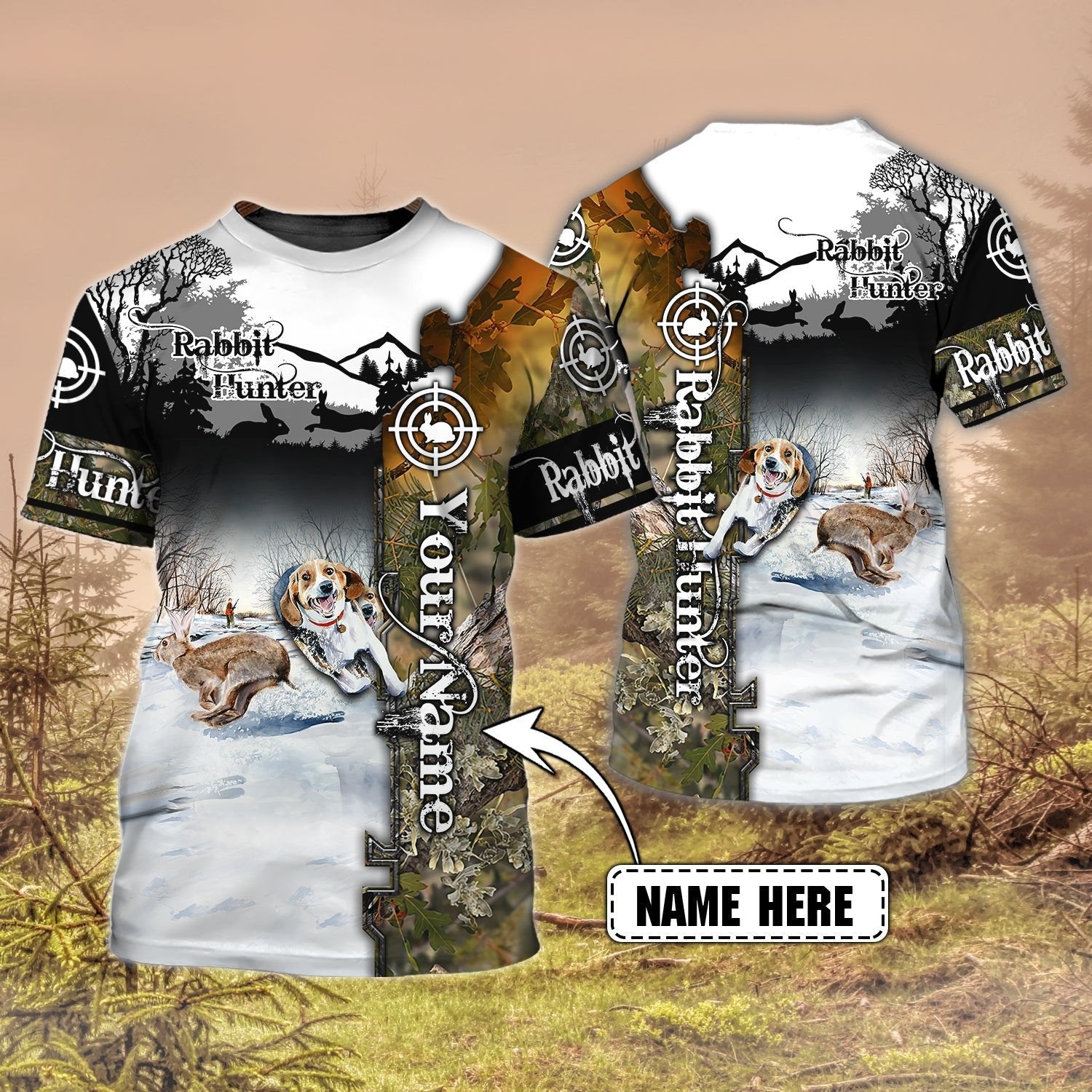 Personalised - Rabbit Hunting T-Shirt For Men/Women