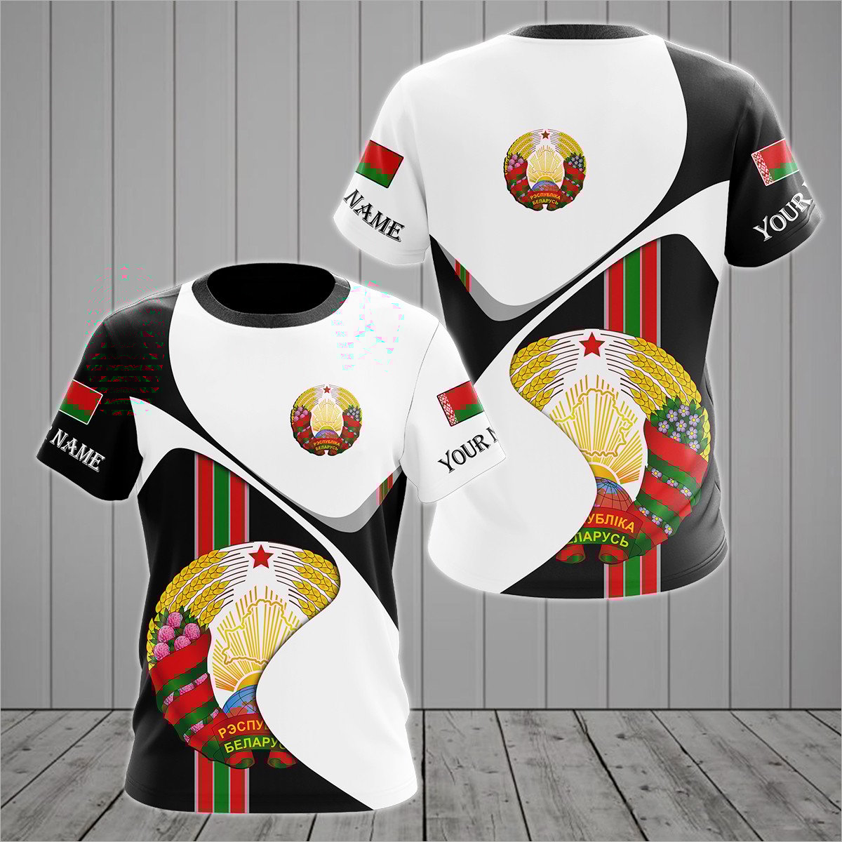 Personalised Dominican Republic Coat Of Arms White Wave T-shirt - AL01