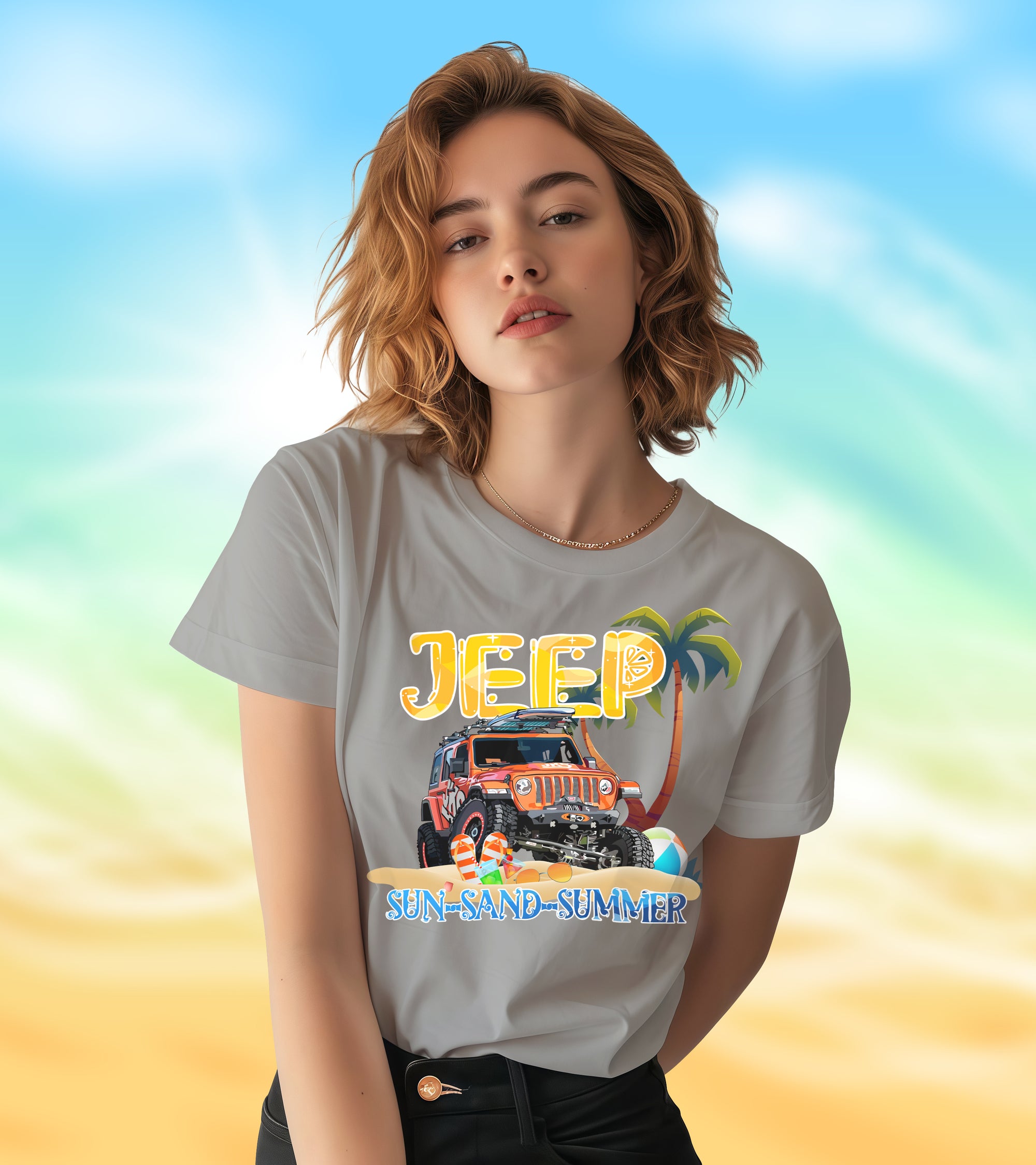 Sun-Sand-Summer Jeep - 2D T-Shirt for Men/Women - TH02
