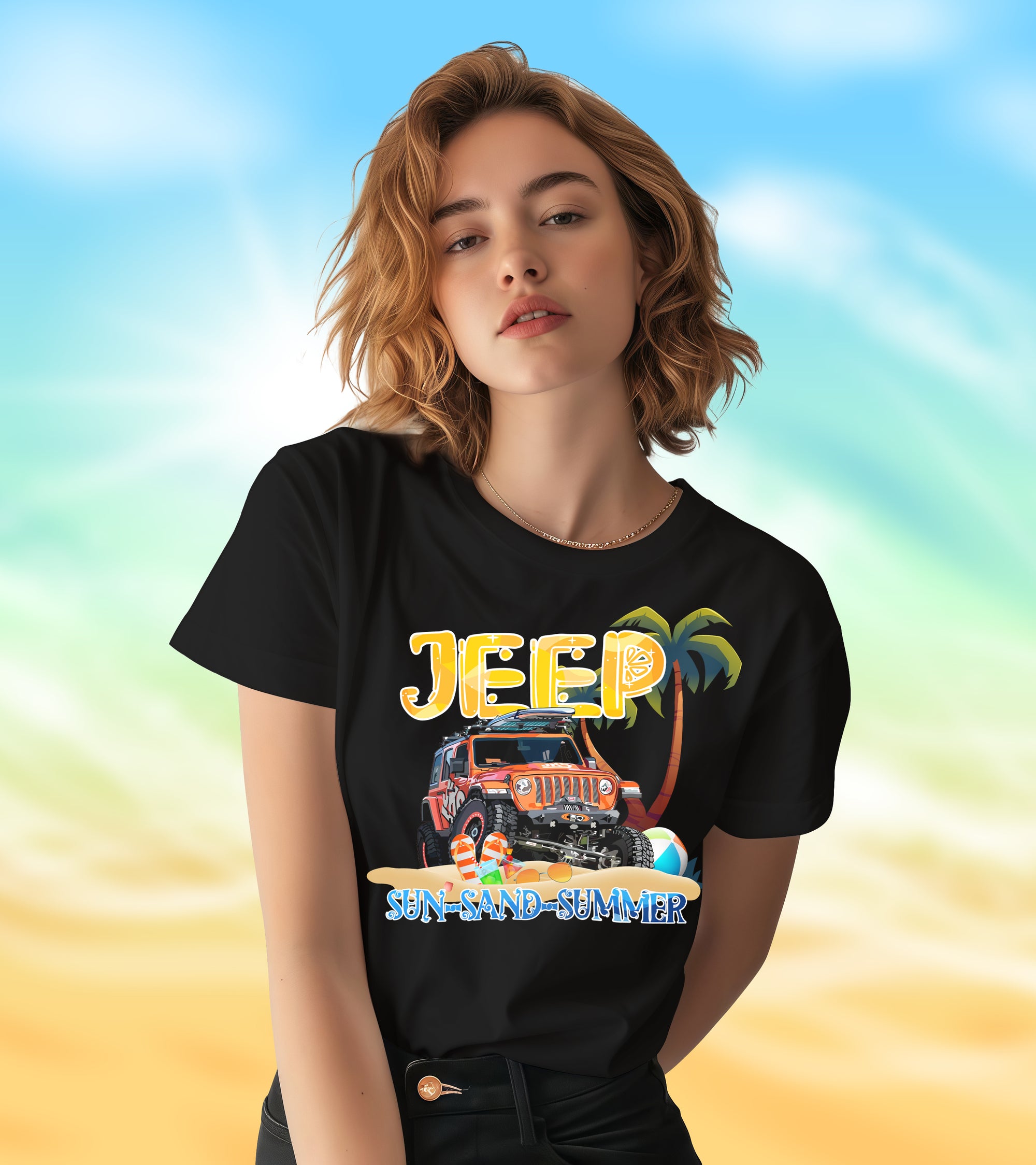 Sun-Sand-Summer Jeep - 2D T-Shirt for Men/Women - TH02