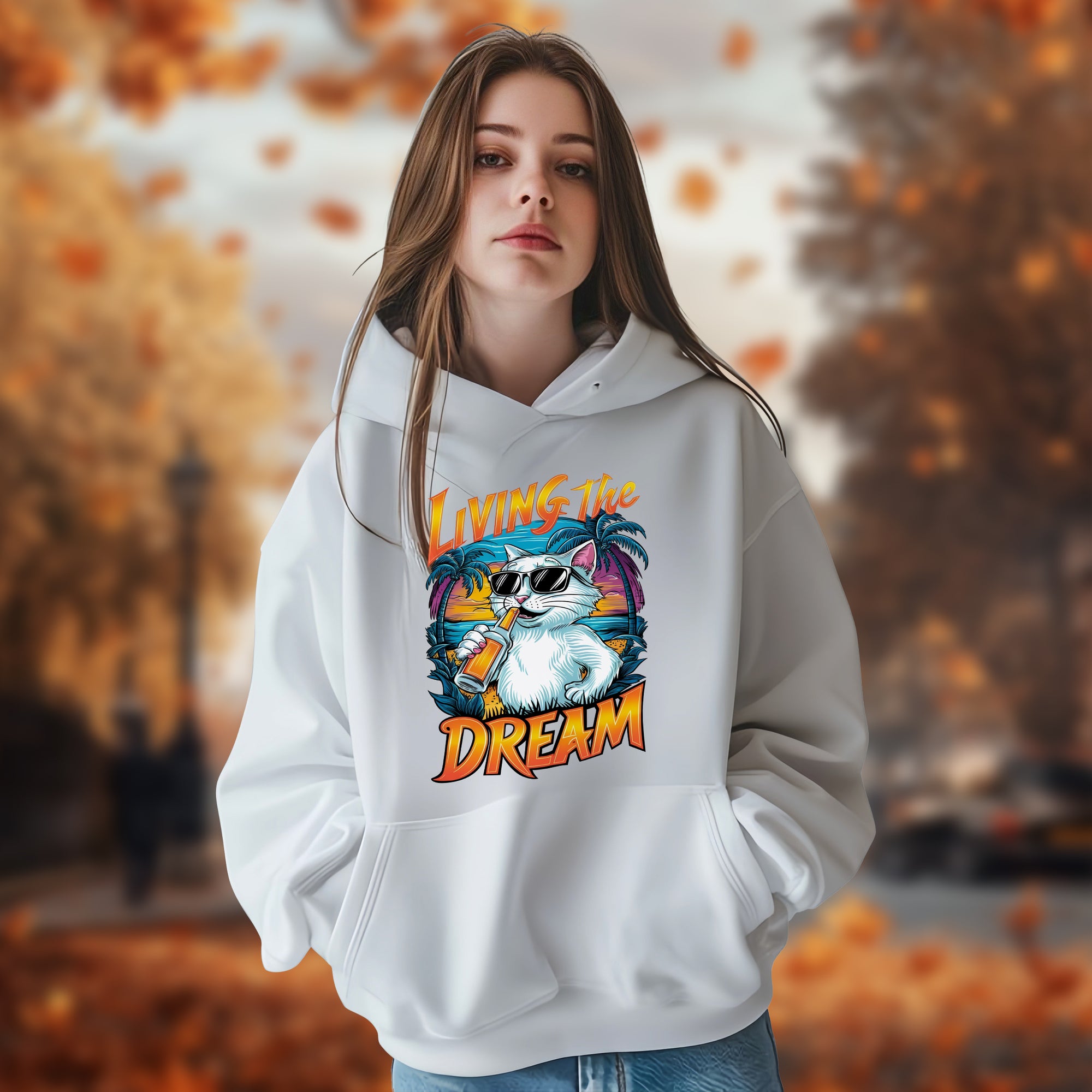 Living The Dream With Cat - 2D Hoodie For Men/Women - TH02