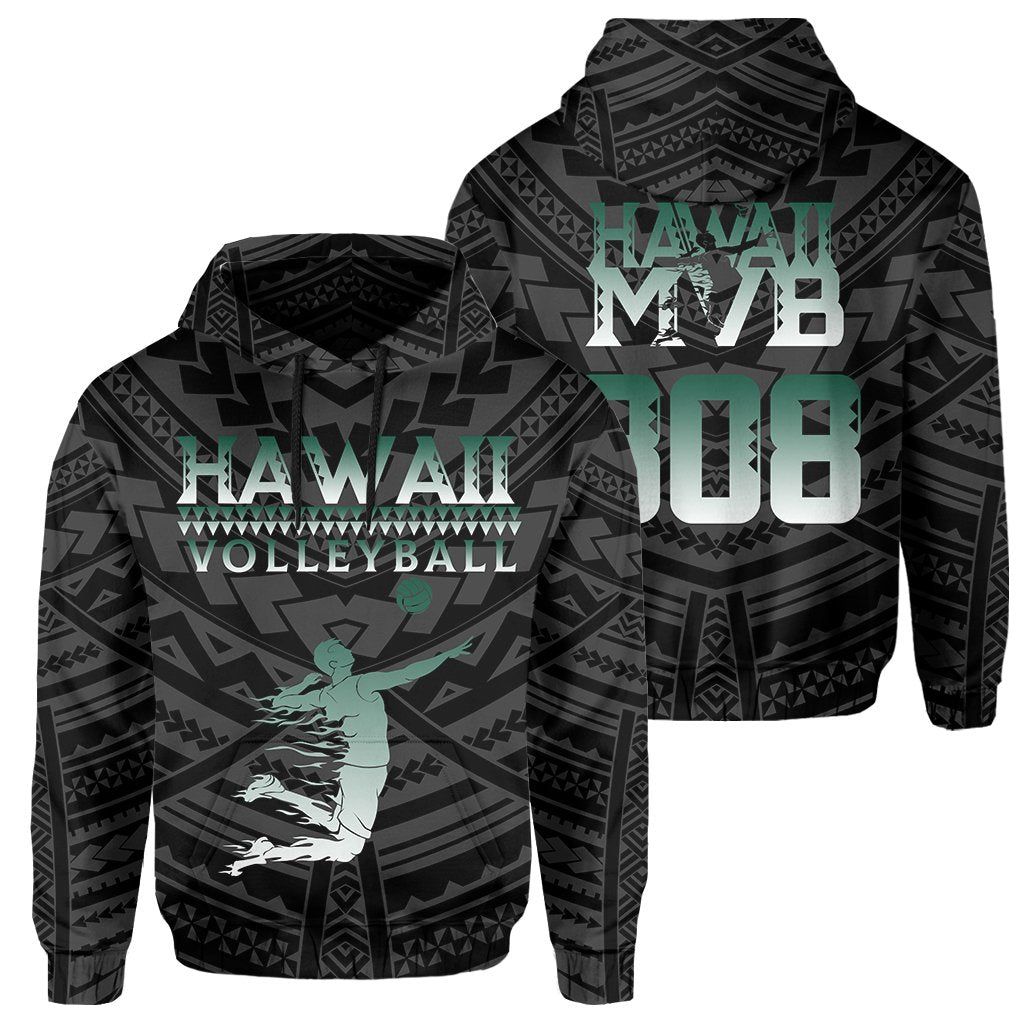 Hawaii Volleyball Sport Kakau Hawaii Black Hoodie Unisex