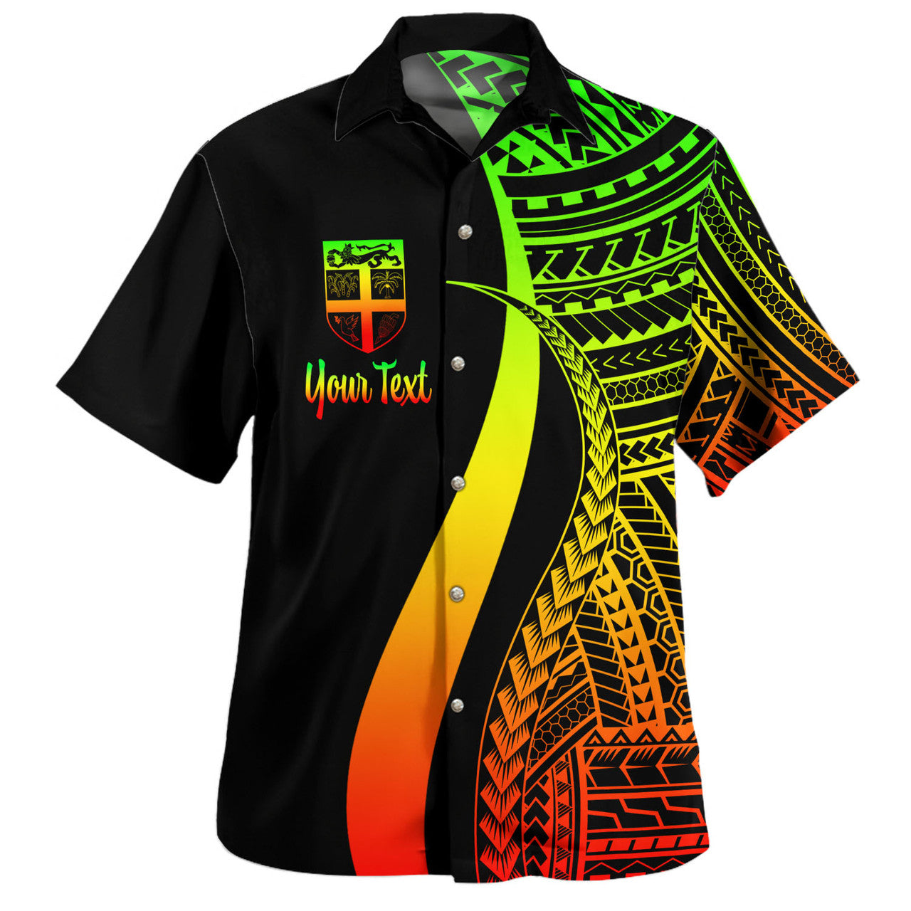 Personalised - Fiji Polynesian Tentacle Tribal Pattern Color ver2 Hawaiian Shirt Unisex