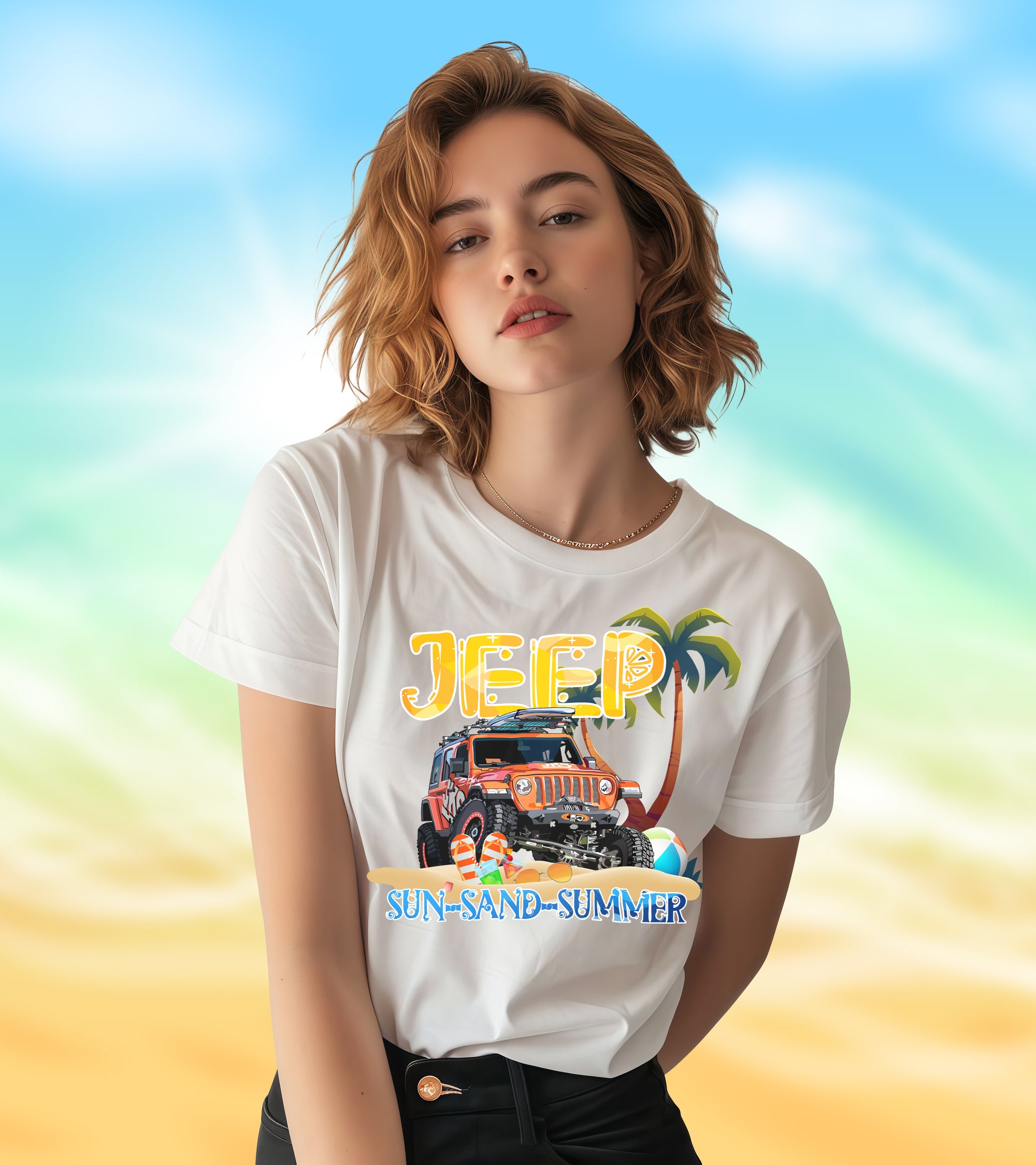 Sun-Sand-Summer Jeep - 2D T-Shirt for Men/Women - TH02