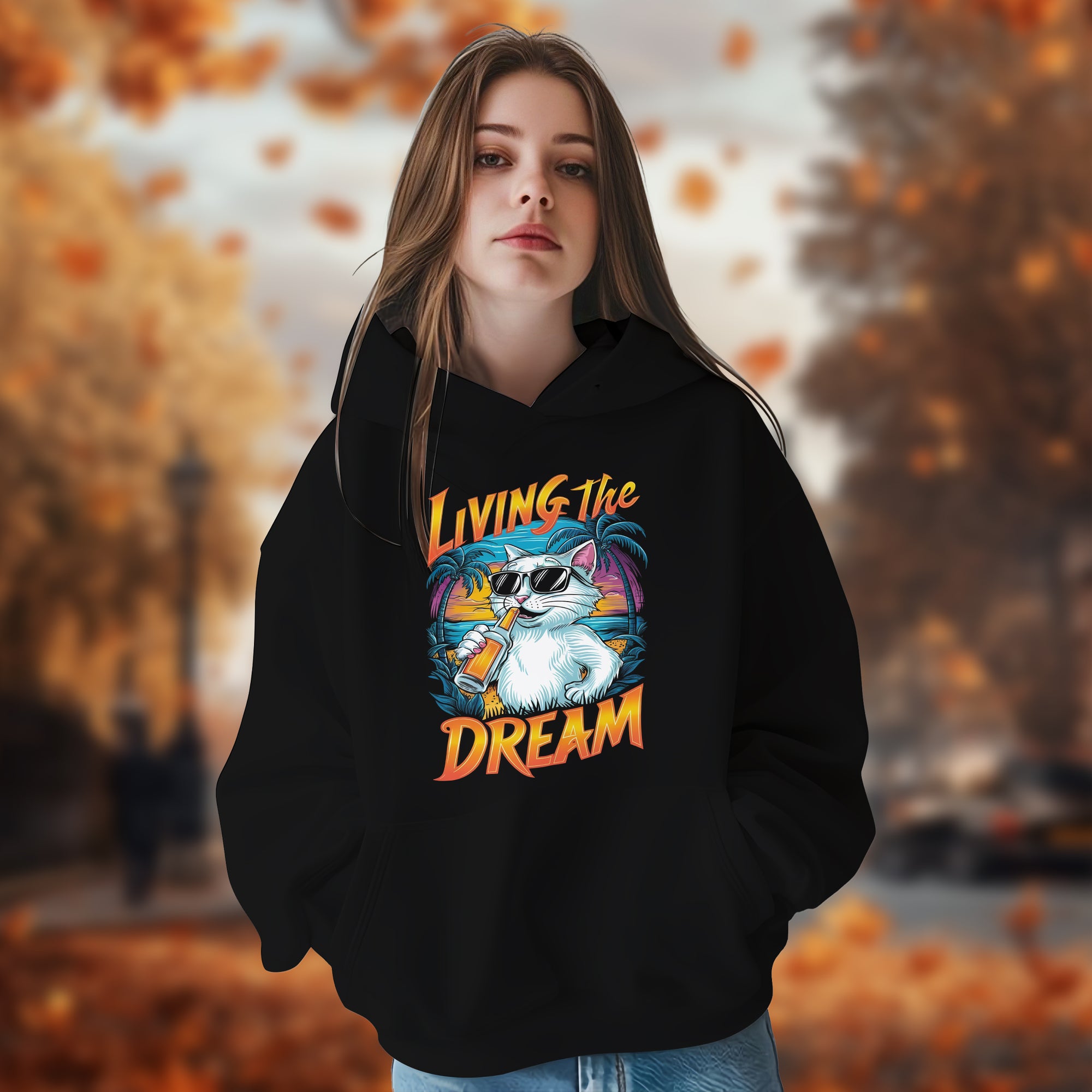 Living The Dream With Cat - 2D Hoodie For Men/Women - TH02