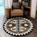Fiji Pattern Masi Style Round Rug