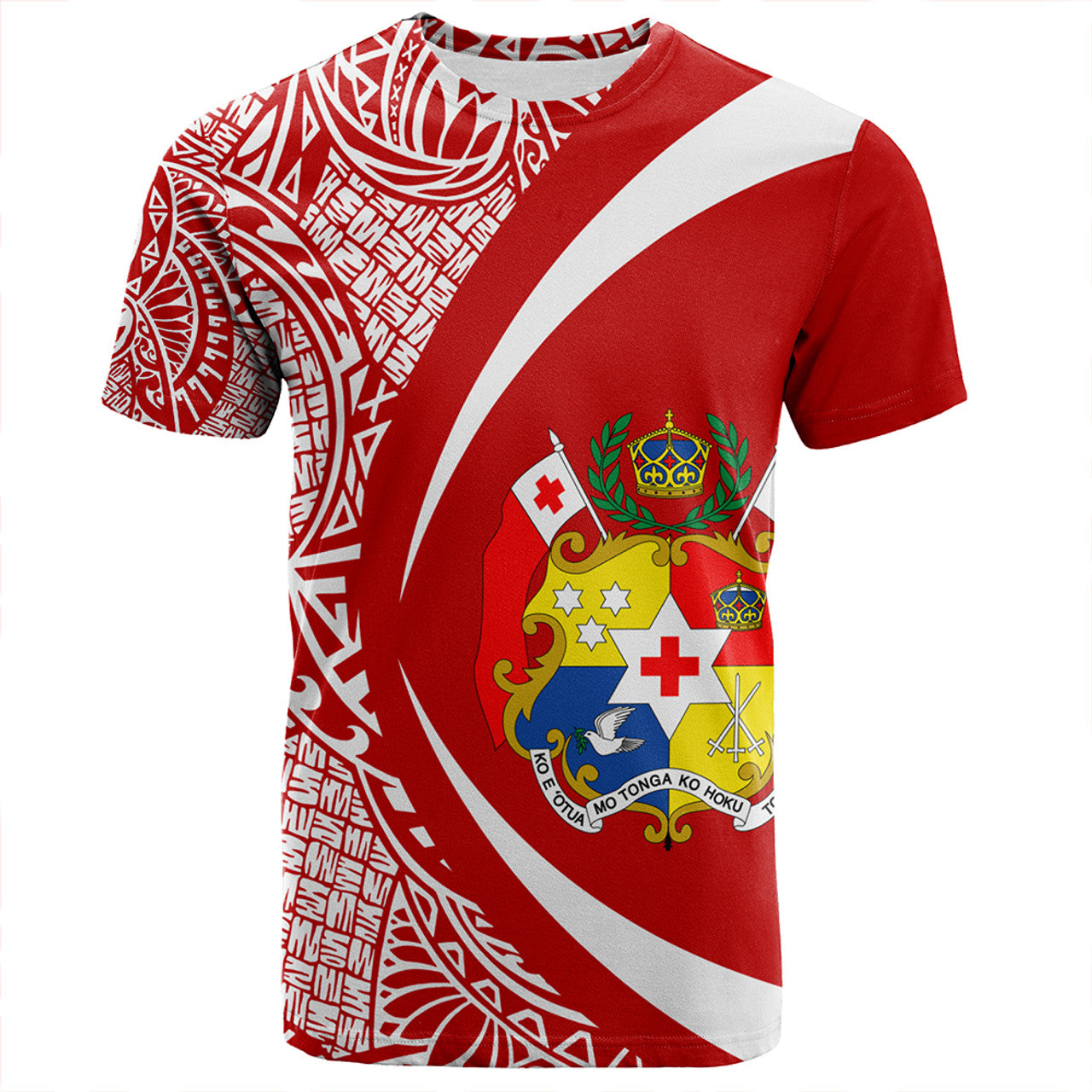 Tonga Coat Of Arms Flag With Polynesian Circle Style T-Shirt For Men/Women