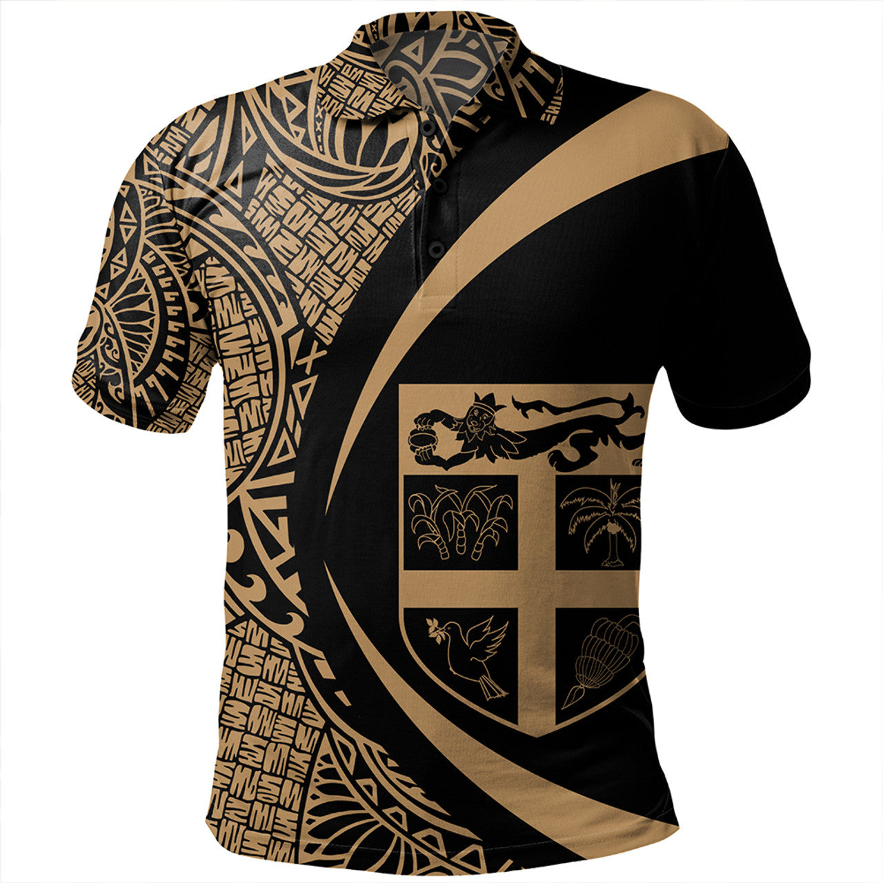 Fiji Coat Of Arm Lauhala Circle Polo Shirt Unisex