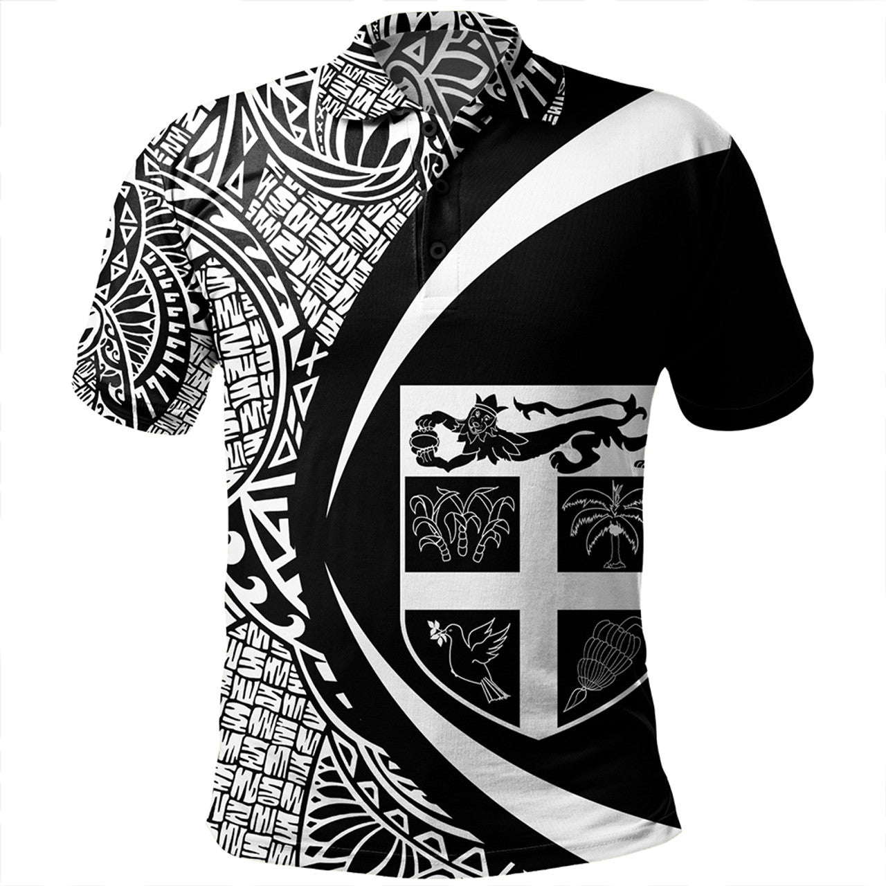 Fiji Coat Of Arm Lauhala Circle Polo Shirt Unisex