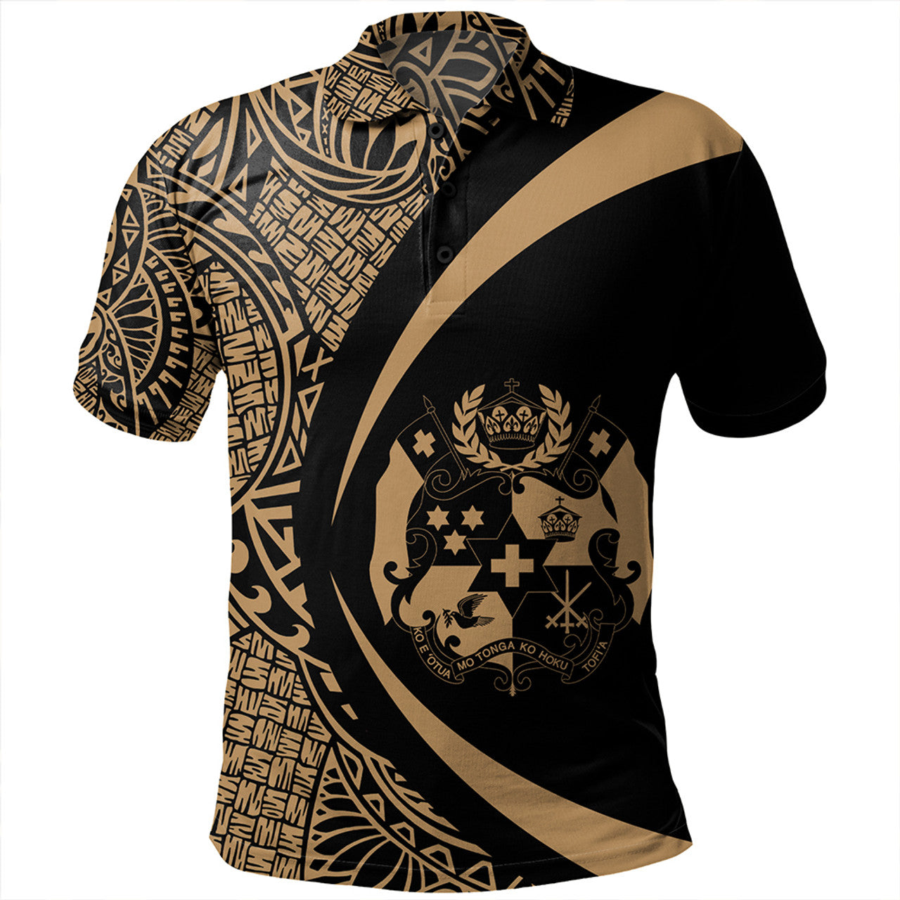 Tonga Polo Shirt Coat Of Arm Lauhala - Circle Style Ver 1- AL01