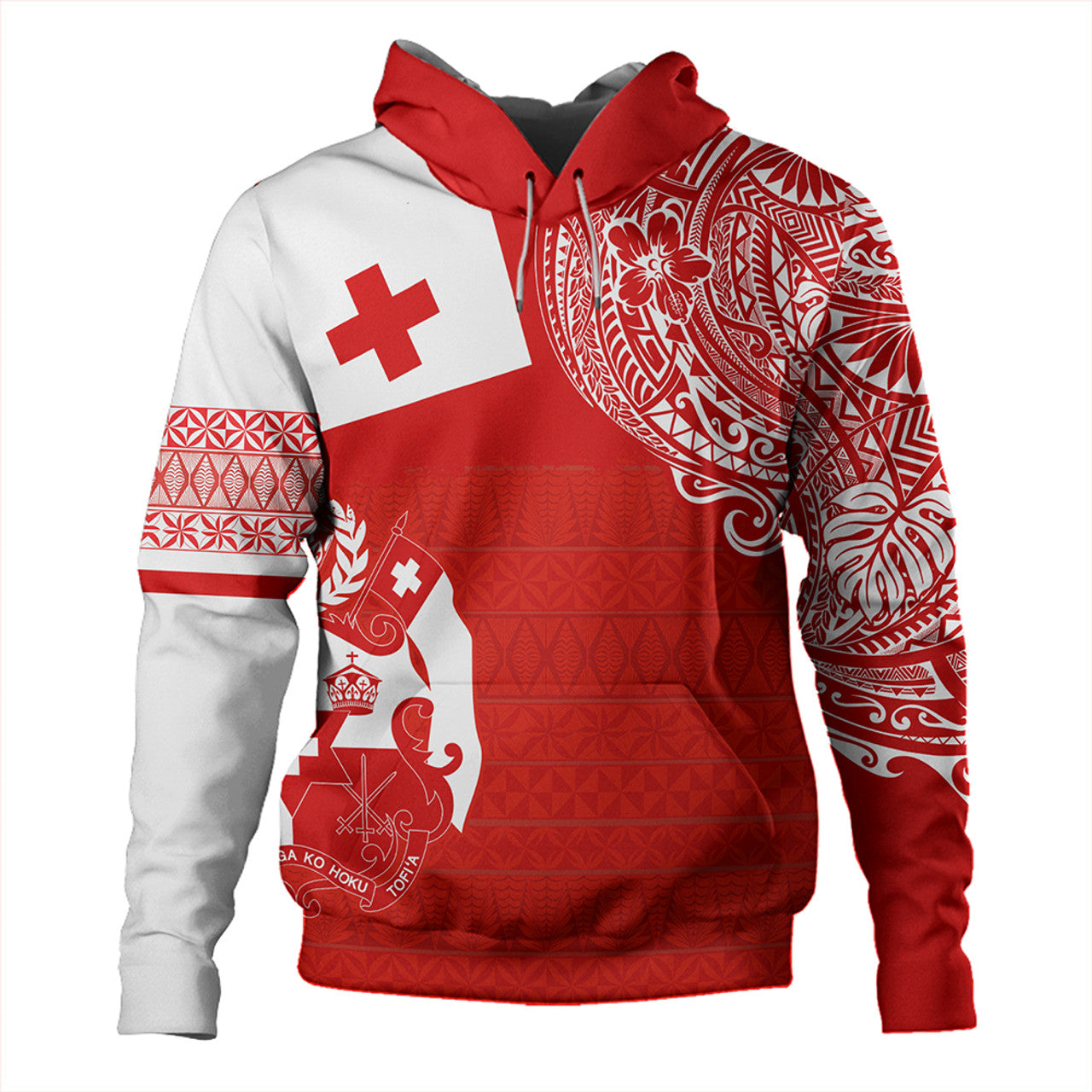 Tonga Coat Of Arms Flag With Polynesian Pattern Hoodie For Men/Women