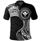 Hawaii Polo Shirt Kanaka Maoli Round Polynesian Tribal White - AL01