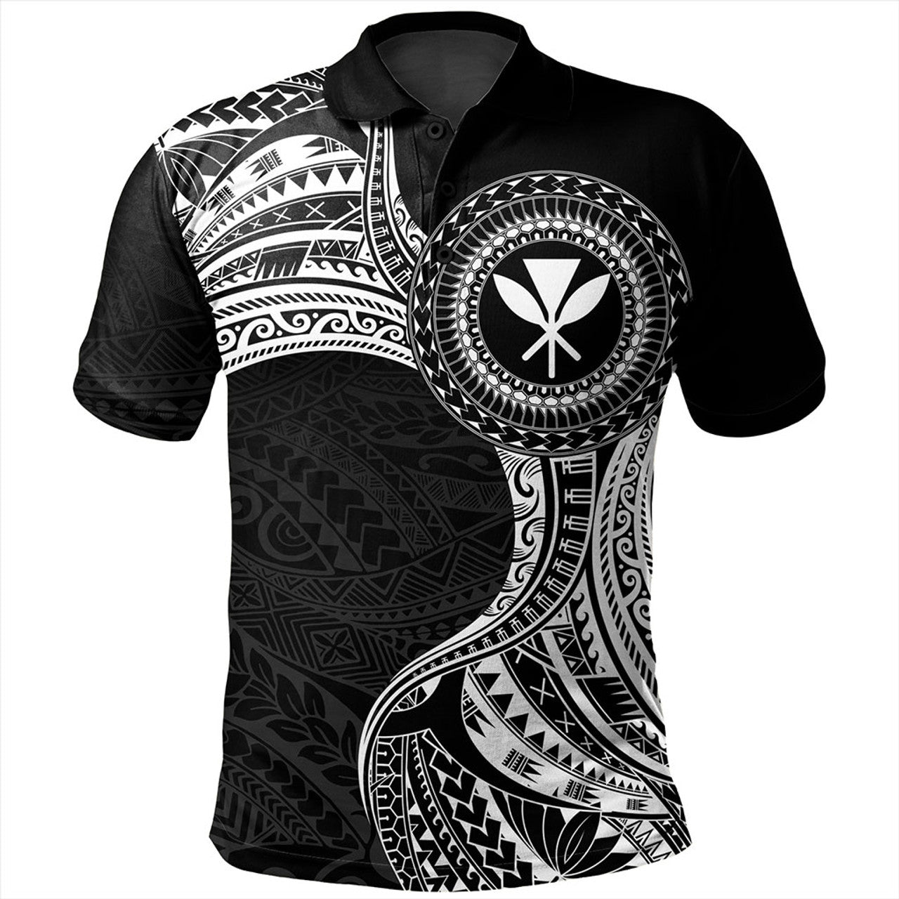 Hawaii Polo Shirt Kanaka Maoli Round Polynesian Tribal White - AL01