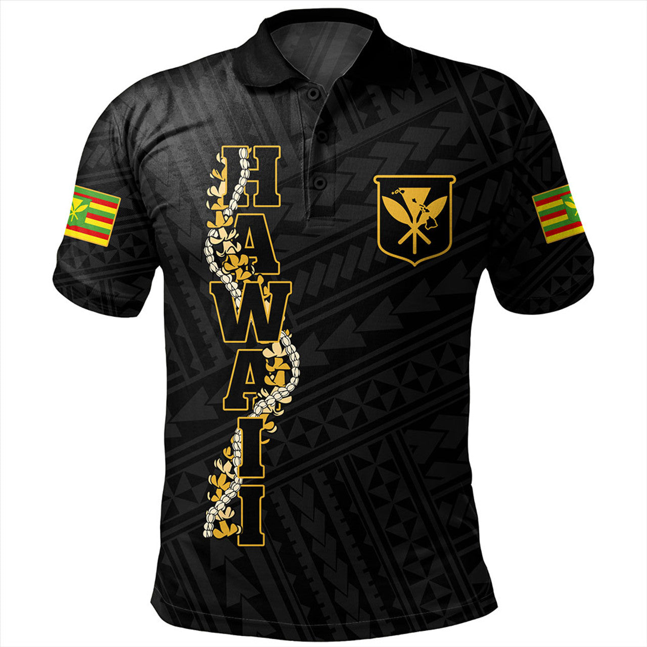 Hawaii Polo Shirt Kanaka Maoli Floral Puakenikeni Lei - AL01