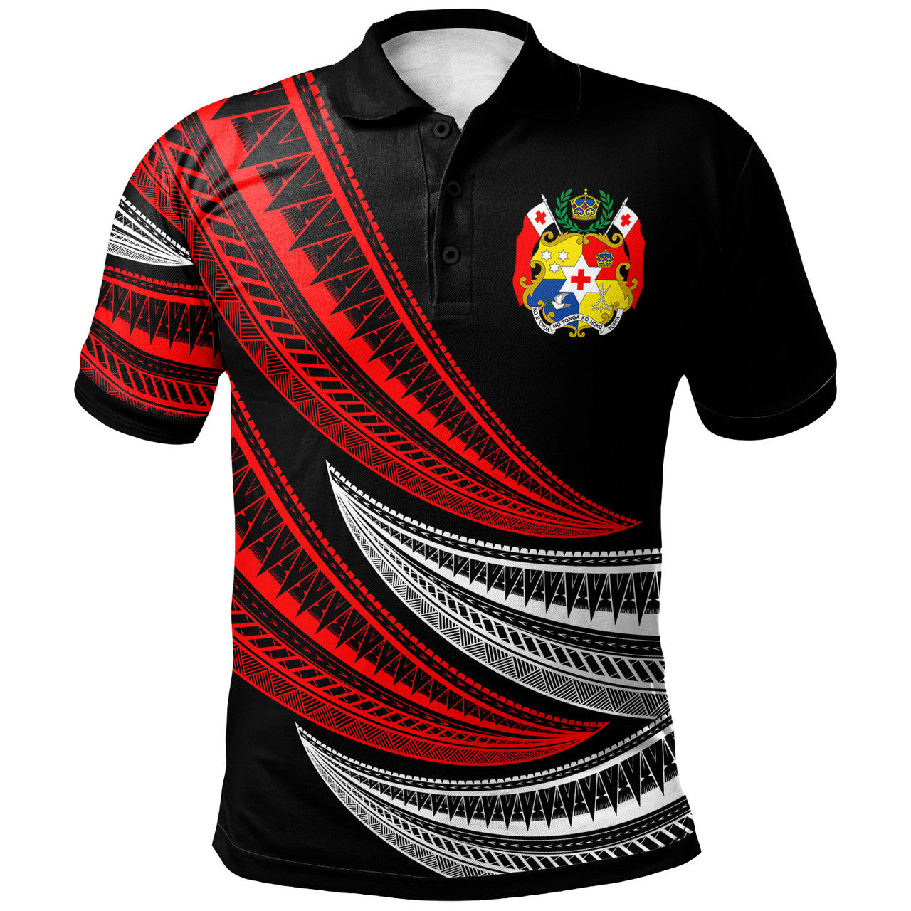 Tonga Custom Personalised Polo Shirt - Wave Pattern Alternating - AL01