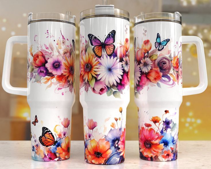 Vibrant Floral Handle With Tumbler – Size 40oz
