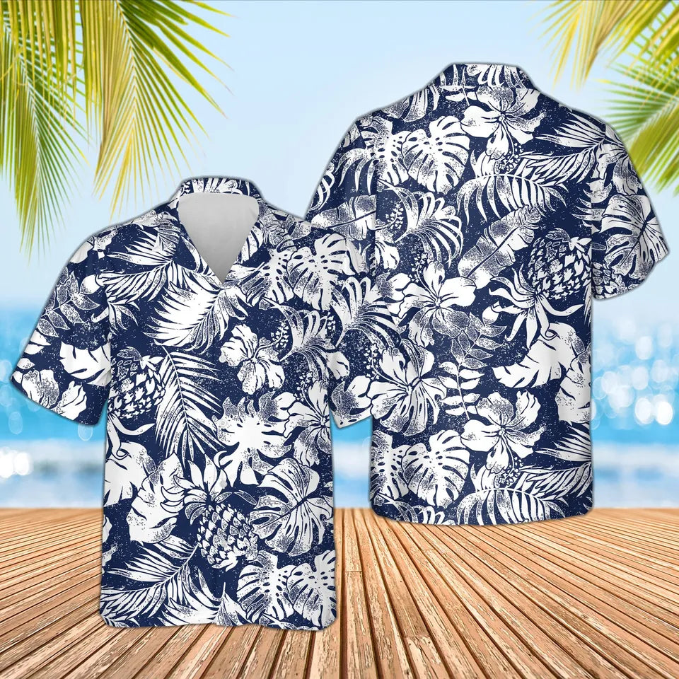 Nautical Flora Aloha Tropical Hawaiian Shirt For Men/Women