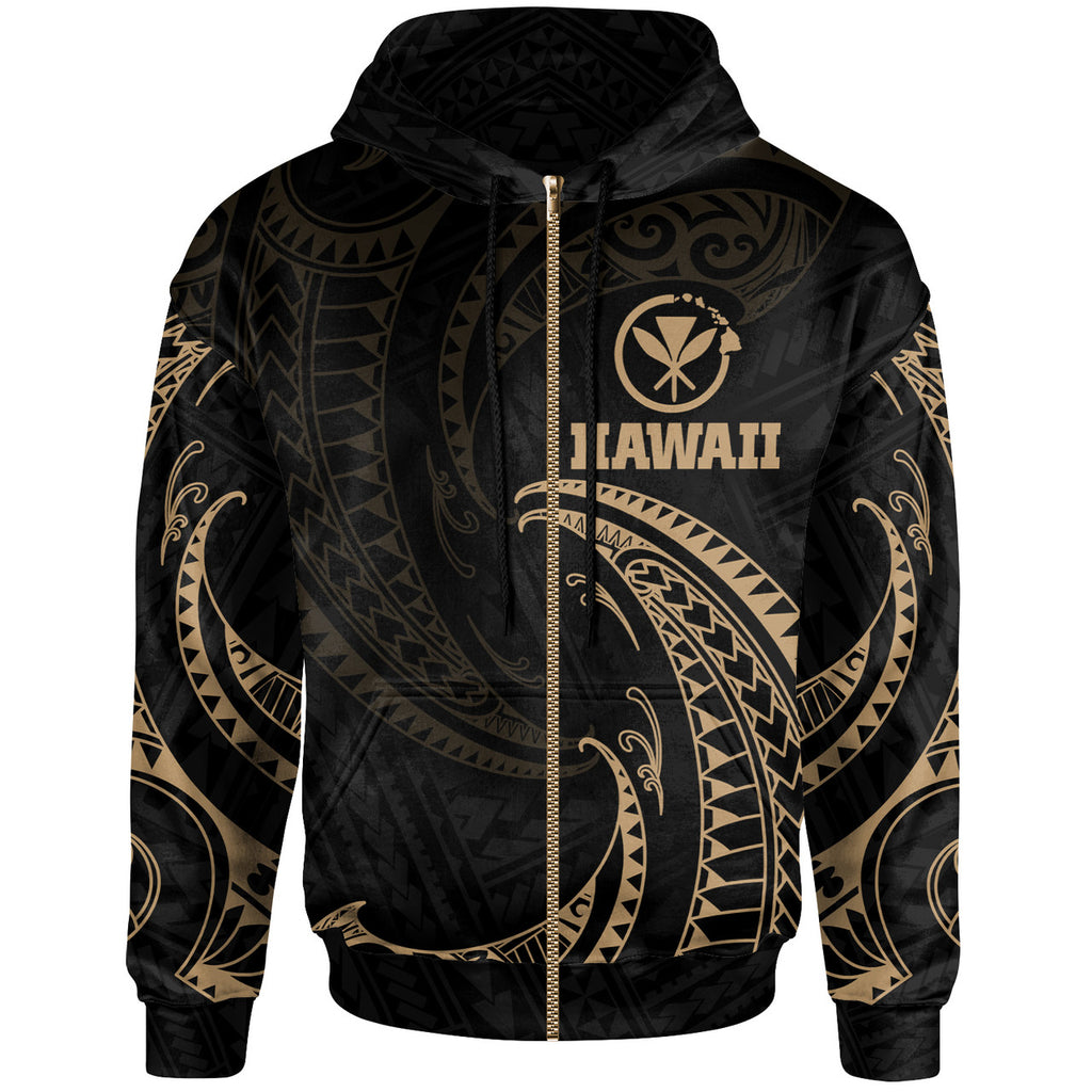 Hawaii Polynesian With Gold Tribal Wave Hoodie For Men/Women