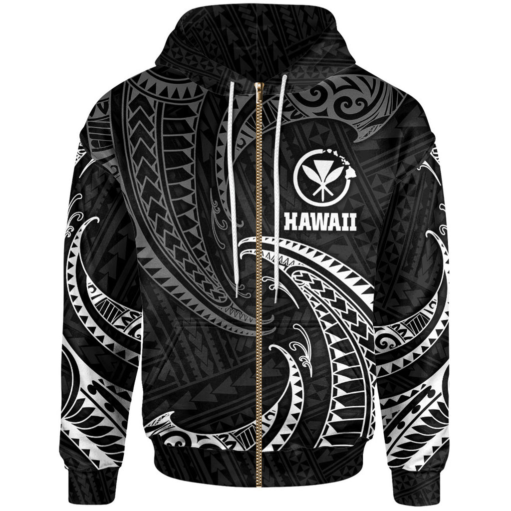 Hawaii Polynesian With White Tribal Wave Hoodie For Men/Women