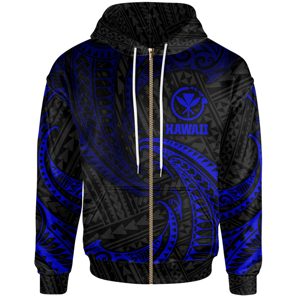 Hawaii Polynesian With Blue Tribal Wave Hoodie For Men/Women