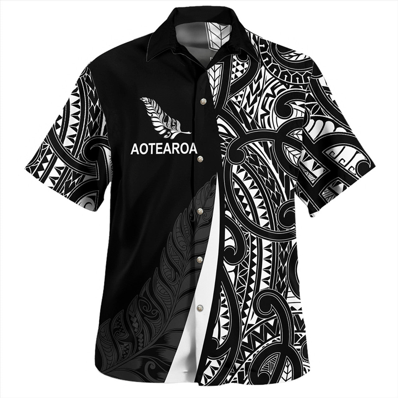 New Zealand Aotearoa Maori Pattern Silver Fern Hawaiian Shirt For Men/Women