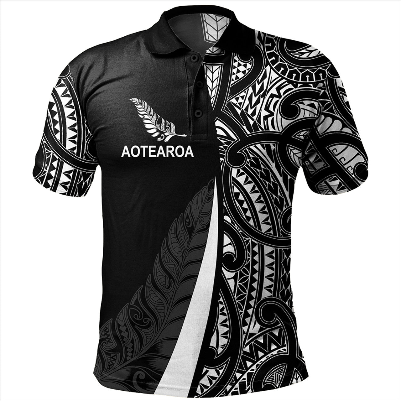 New Zealand Aotearoa Maori Pattern Silver Fern Polo Shirt For Men/Women