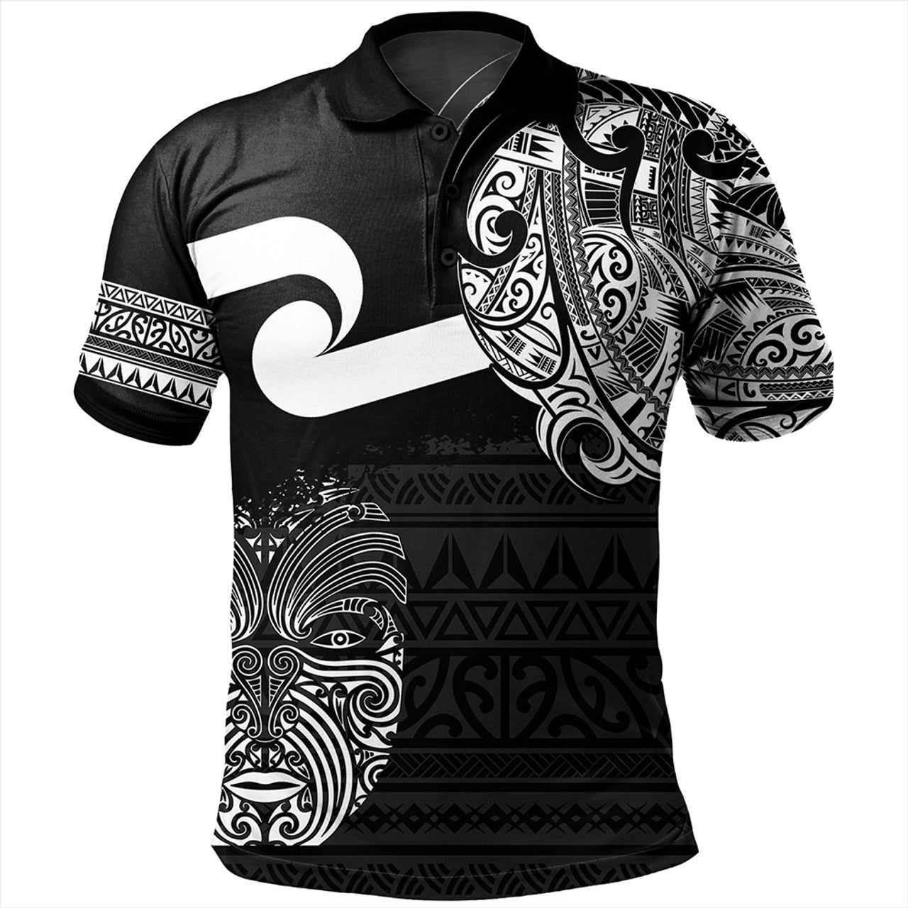 New Zealand Tino Rangatiratanga Maori Mask Black Polo Shirt For Men/Women