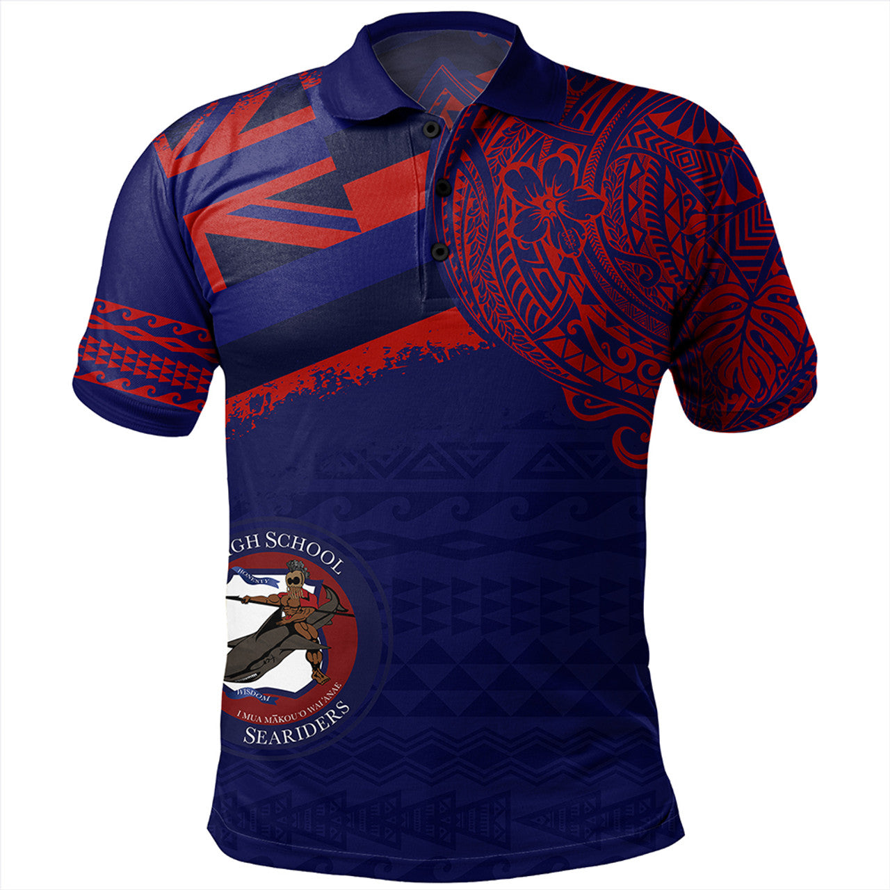 Hawaii Waianae High School With Crest Style Polo Shirt Unisex