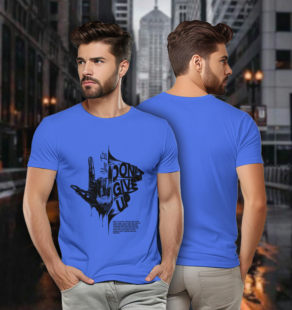 Personalized Motivation Tee – Don’t Give Up Hand Sign 2D T-Shirt - TH02
