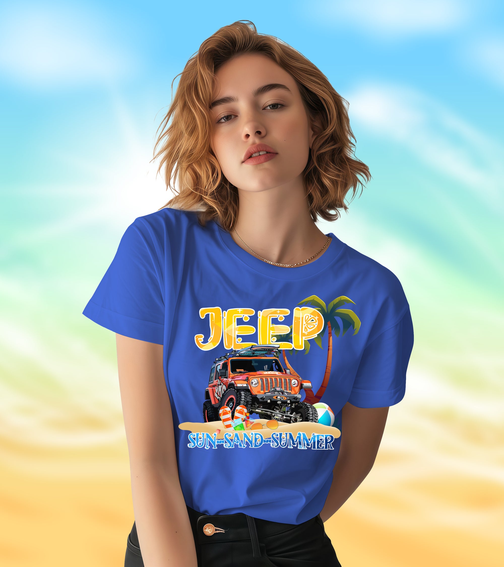 Sun-Sand-Summer Jeep - 2D T-Shirt for Men/Women - TH02