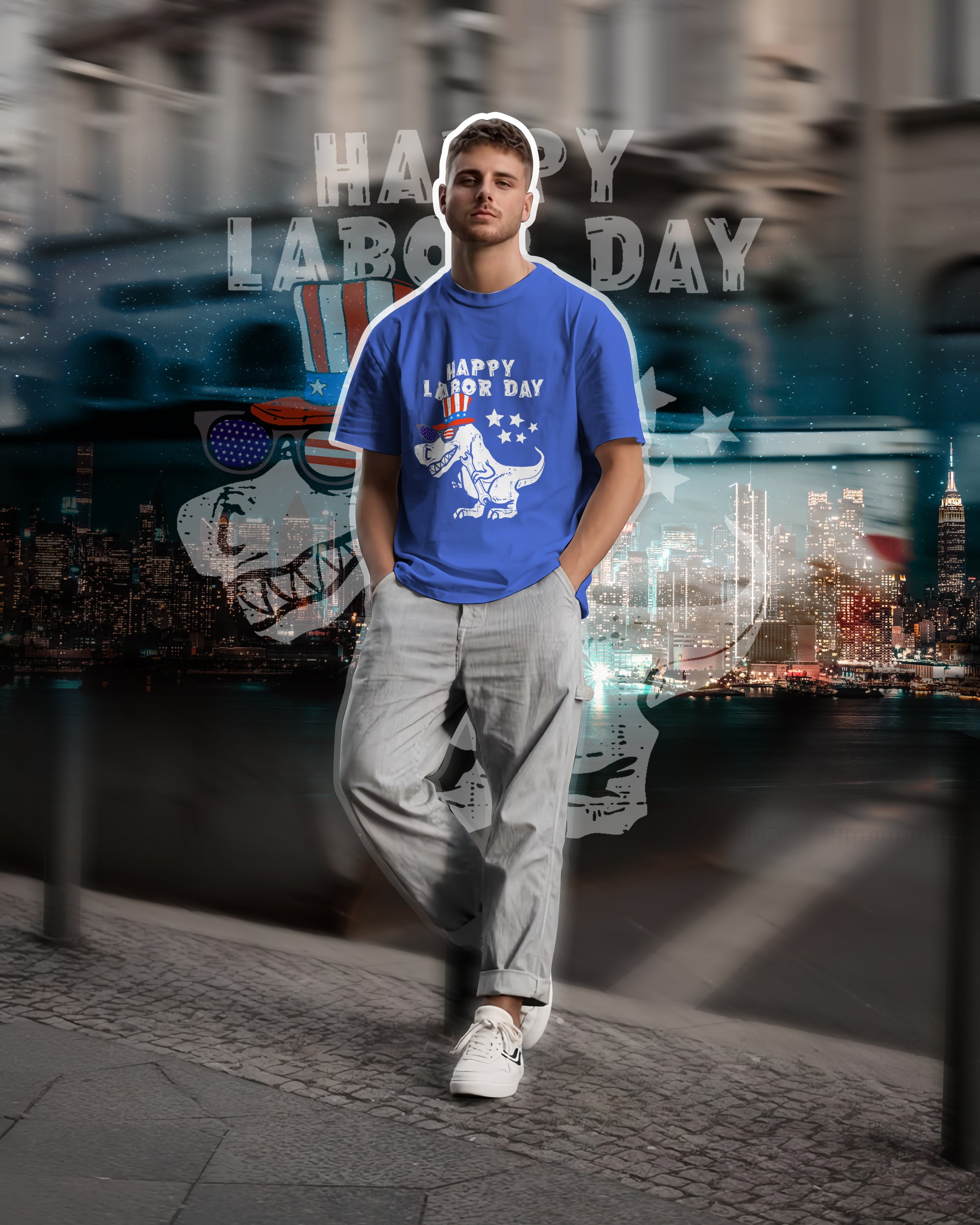 Funny Labour Day T-Rex T-Shirt – 2D Dinosaur Graphic - TH02
