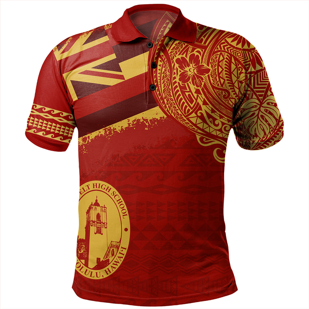 Hawaii President Theodore Roosevelt High School With Crest Style Polo Shirt Unisex